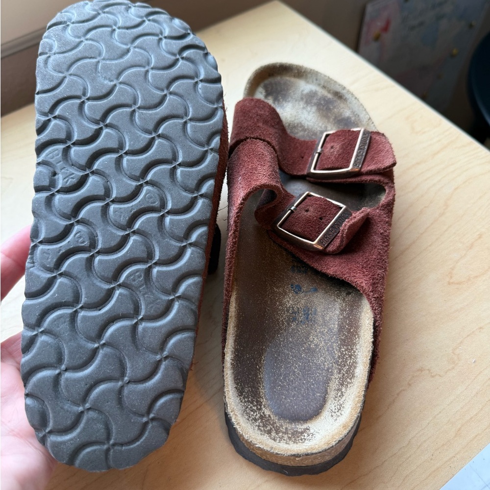 Birkenstock Arizona Brownish Rust Suede Sandals - Picture 3 of 3